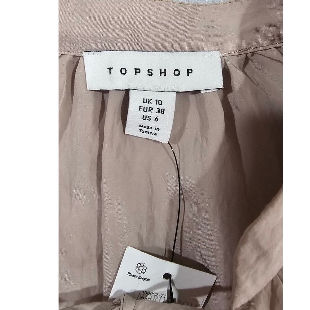 Topshop Blouse Cardigan Tie Front, Ruffle, Beige, New, Drop Sleeve , Sz 6, New - Picture 3 of 13